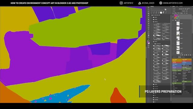 How to Create Environment Concept Art in Blender 2.82 and Photoshop / Process Time-lapse смотреть онлайн