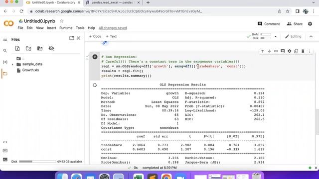 Use Google Colab to Run Regressions w/ Python (1, Growth.xls) смотреть онлайн