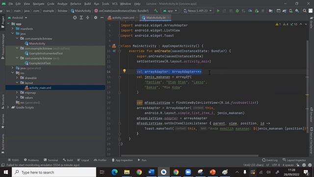 List View dan Toast pada Kotlin смотреть онлайн