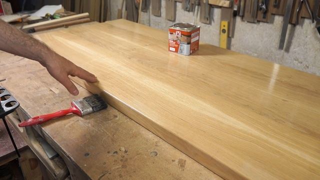 Результат использования двухкомпонентного водного лака на дубовой столешнице смотреть онлайн