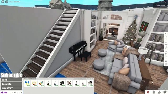 BLOXBURG: Winter Suburban Family Home Speedbuild (interior + Full Tour) Roblox House Build