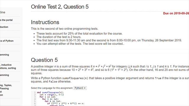 ONLINE TEST 2| NPTEL » Programming, Data Structures And Algorithms Using Python|(AFTER EXAM) смотреть онлайн