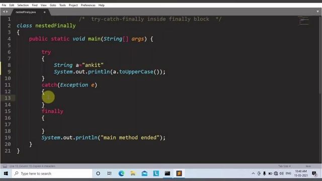 try-catch-finally inside finally block in java | Learn Coding смотреть онлайн