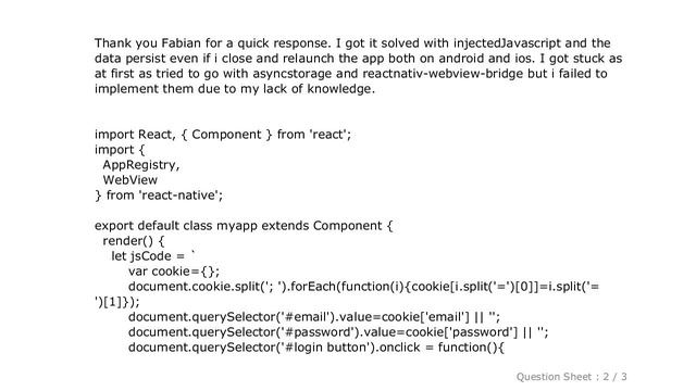 iOS : React Native WebView, how to store username and password смотреть онлайн