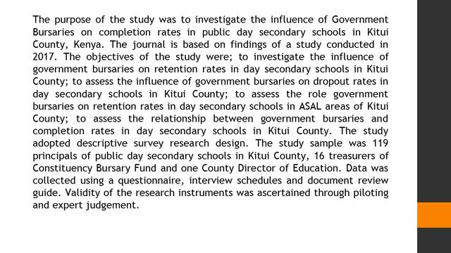 Enhancing Completion Rates in Public Day Secondary Schools in Kenya; the Role of Government Bursary смотреть онлайн