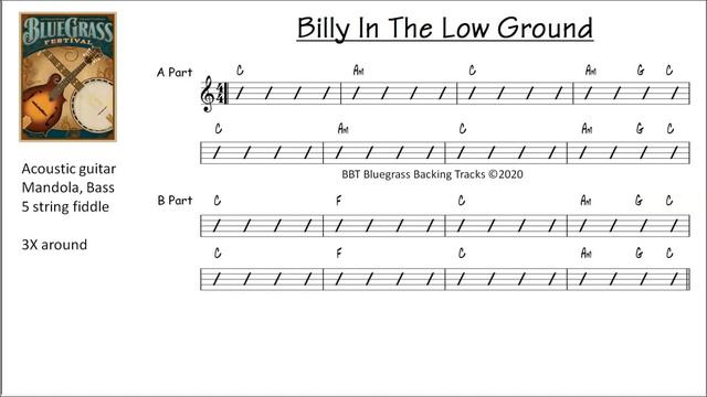 Billy In The Low Ground - bluegrass backing track 80 bpm смотреть онлайн