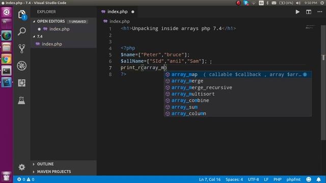 Php 7.4 Tutorial in Hindi #4 Unpacking inside arrays смотреть онлайн