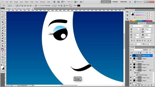 Cartoon Moon - Easy drawing for Kids on Photoshop смотреть онлайн