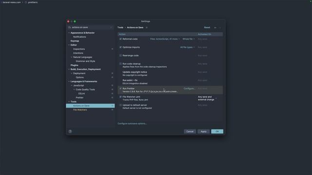 Setup PhpStorm to auto run Laravel Pint and Prettier on save. смотреть онлайн