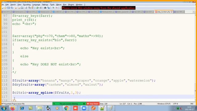 PHP - chapter Array (Episode 3 - array_keys,array_key_exists,array_splice,extract,compact) смотреть онлайн