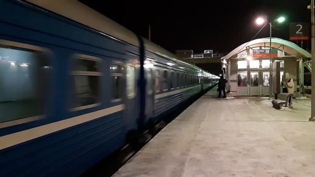 Электровоз ЧС7-162 Пассажирский поезд "Минск-Москва" станция Голицыно 23.12.2021. смотреть онлайн