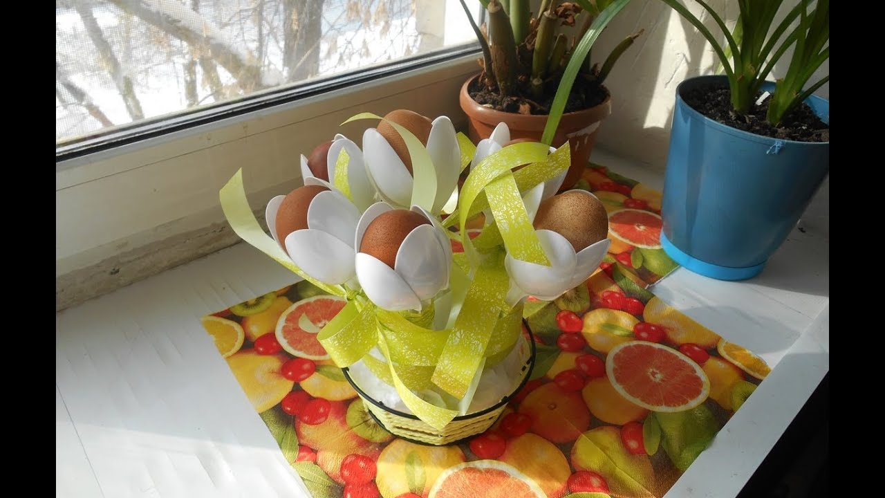 DIY. Букет из яиц. Пасхальное украшение своими руками. смотреть онлайн