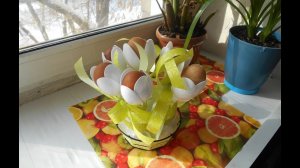 DIY. Букет из яиц. Пасхальное украшение своими руками.