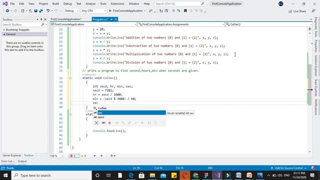 Program to find seconds, hours, Minutes when seconds are given With C# Console Application смотреть онлайн