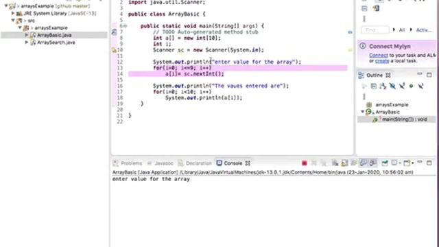 1-D Array Scanning and printing in Java смотреть онлайн