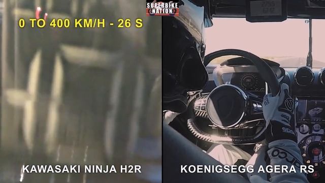 Kawasaki Ninja H2R vs Koenigsegg Agera RS-comparison смотреть онлайн