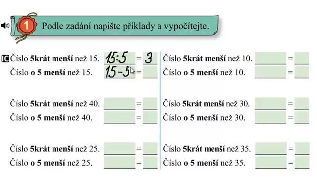 Dělení 5, 5 krát méně; Matýskova matematika 6 díl, strana 35, cvičení 1 смотреть онлайн