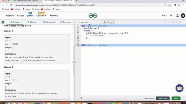 Bit Magic | GFG | POTD | 13th May 2023 | Arrays | Bit Manipulation | Java | C++ | Problem Of The Da смотреть онлайн