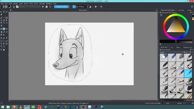 Drawing Facial Expressions On Dogs - Warm-up Sketch In Krita