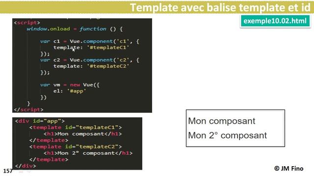 VueJS 10.02 les composants template et id exemple1002 смотреть онлайн