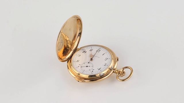 Золотые 14 К карманные часы Heures Repetition Quarts Taschenuhr Chronographe. смотреть онлайн