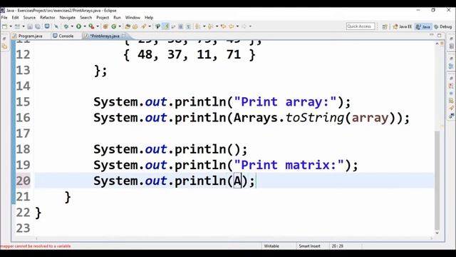 print arrays in java смотреть онлайн