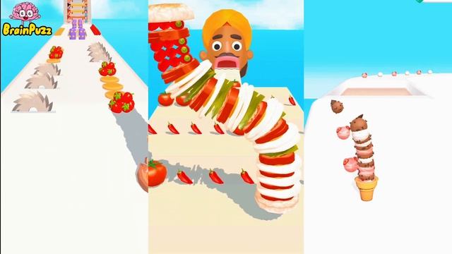 Pancake Run VS Sandwich Runner VS Ice Cream Run - TRIPLE GAME | Max Level Game iOS Android смотреть онлайн