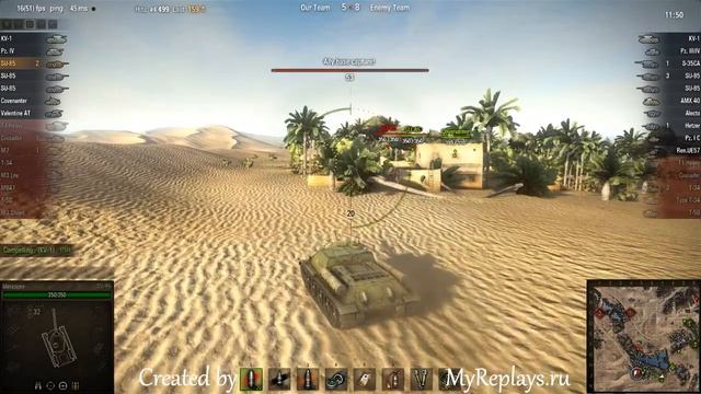 WOT: Sand River - SU-85 - 6 frags - смотреть онлайн