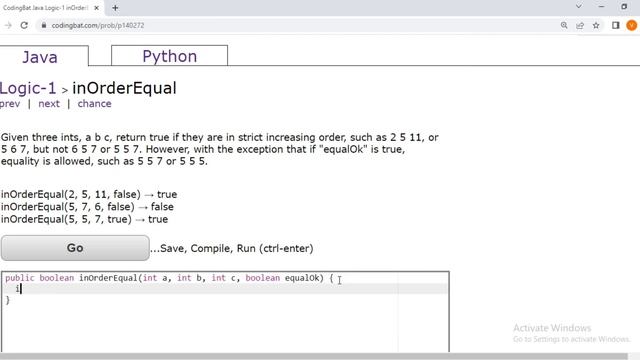 Coding bat Java Logic-1 (inOrderEqual) || Basic boolean logic puzzles -- if else && || !. смотреть онлайн