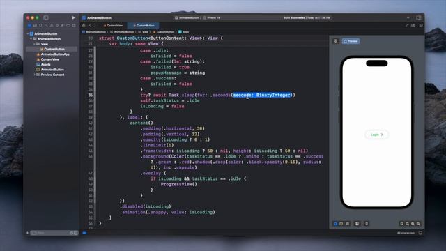 Animated Custom Button - Keyframes API - iOS 17 - Xcode 15 - SwiftUI Tutorials смотреть онлайн