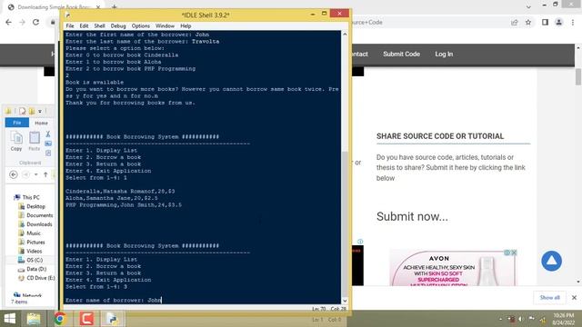 Simple Book Borrowing System in Python смотреть онлайн