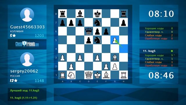 Анализ шахматной партии: sergey20062 - Guest45663303, 1-0 (по ChessFriends.com) смотреть онлайн