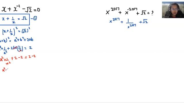 IF x + x^(-1) - √2 = 0 Then x^2017 + x^(-2017) + √2 = ? | Math Olympiad Question смотреть онлайн