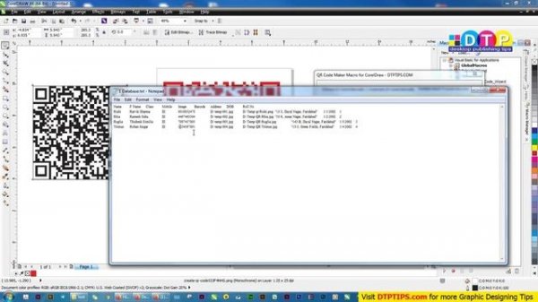 ID Card QR Code Maker Software for CorelDraw From Database text File for School / Corporate ID Card