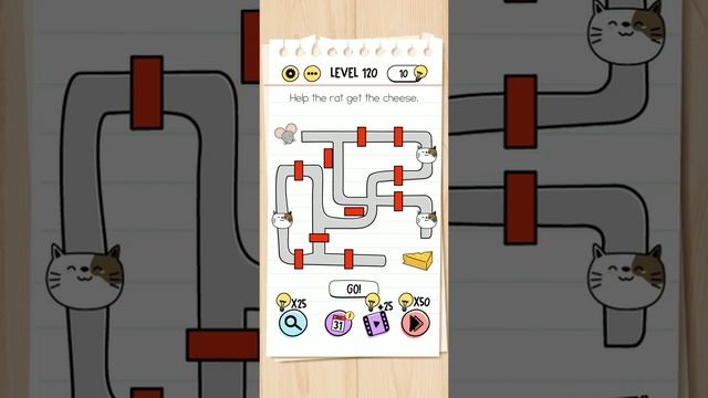 Brain test level 120....Help the rat get the cheese??... смотреть онлайн