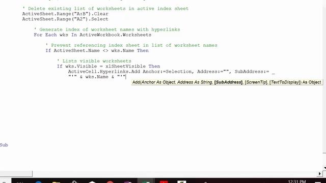 Create index with hyperlinks to all sheets using Excel VBA смотреть онлайн