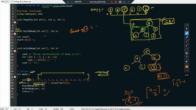 Heap : Build Heap || Max Heap|| Explaining the Heap Construction with code-Coding Interview Questio смотреть онлайн