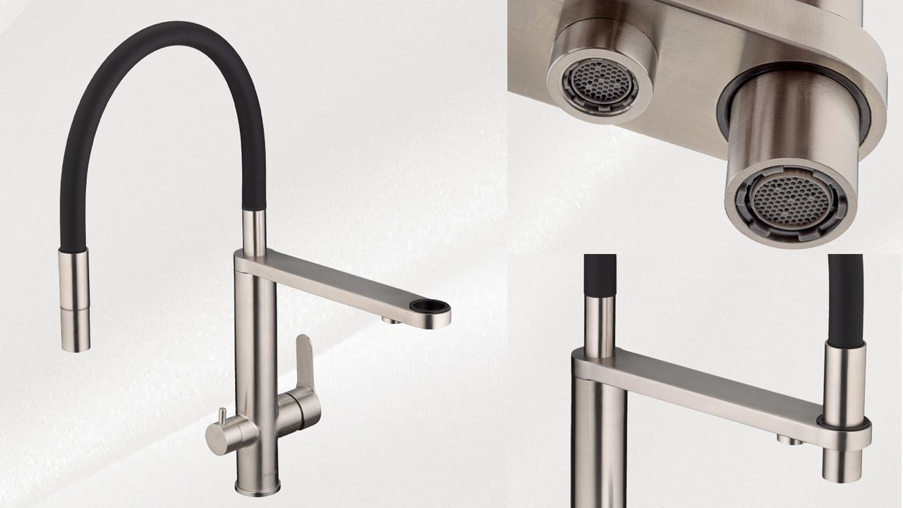 Распаковка смесителя для кухни 2в1 с гибким изливом Swedbe Selene Plus 8440 смотреть онлайн