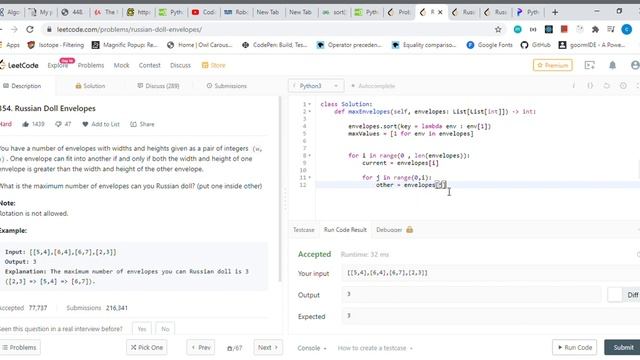 Python - LeetCode - Russian Doll Envelopes смотреть онлайн