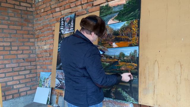 Показываю, как можно работать на нескольких (10-холстов)холстах одновременно. Зилавди Яшуркаев. смотреть онлайн