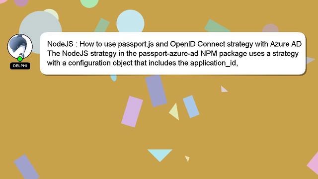 NodeJS : How to use passport.js and OpenID Connect strategy with Azure AD смотреть онлайн