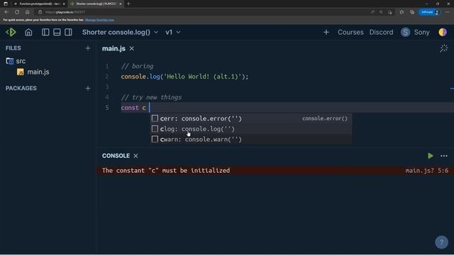 Shorter console.log() in JavaScript смотреть онлайн
