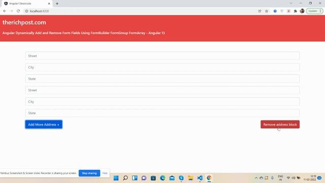 Angular Dynamically Add and Remove Form Fields Using FormBuilder FormGroup FormArray - Angular 13 смотреть онлайн