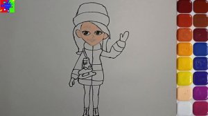 Девочка Оля из мультика Новое Простоквашено. Раскраска для детей