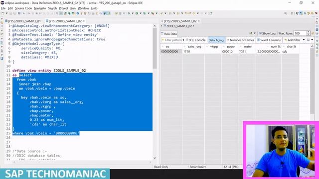 CDS View entity with join and literals Part 6 ABAP on HANA Course смотреть онлайн