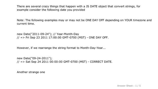 JavaScript : Is the Javascript date object always one day off? смотреть онлайн