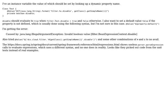 How to resolve dynamic property name using Spring SPEL? смотреть онлайн