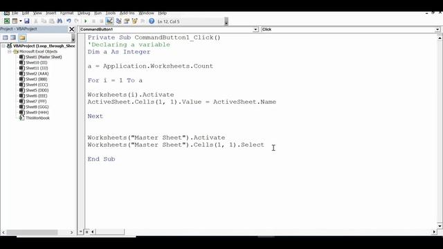 VBA to Loop Through All Worksheets in a workbook смотреть онлайн