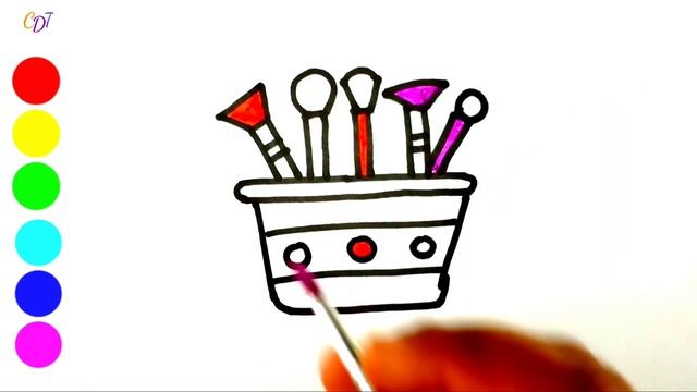 Rainbow Makeup tools coloring and drawing for Kids смотреть онлайн