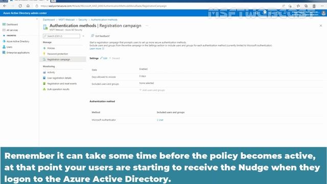 31. Enable the Registration Campaign Policy to set up Microsoft Authenticator in Azure AD смотреть онлайн